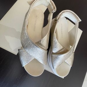 Manuel Barcelo wedge leather  sandals with adjustable closure. Size 6.